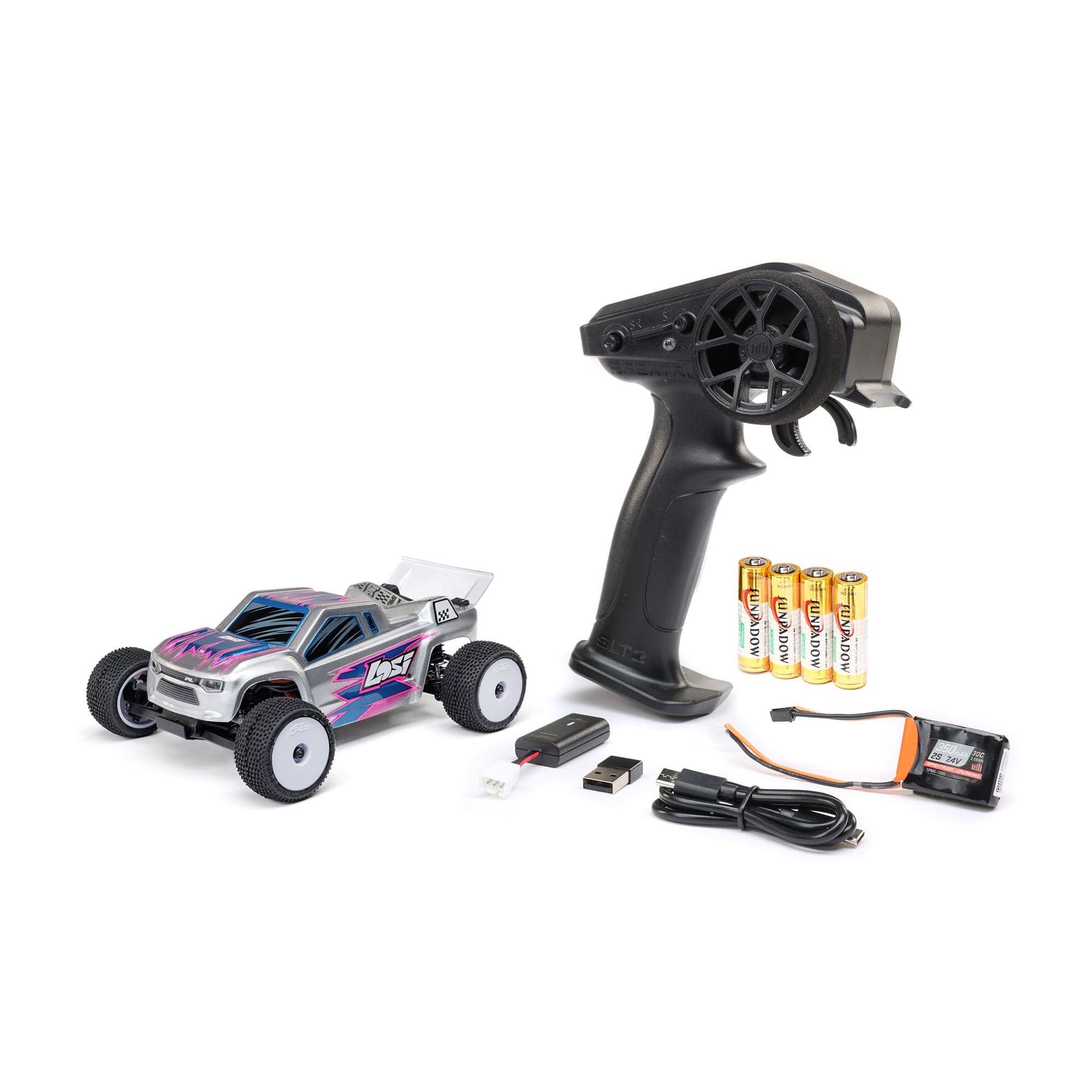 Micro-T 1:28 2WD Stadium Truck RTR w/ Battery & Charger, Silver — view 2